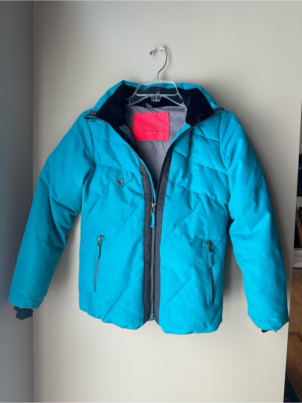 Obermeyer Girls' Turquoise Puffer Jacket with Hood